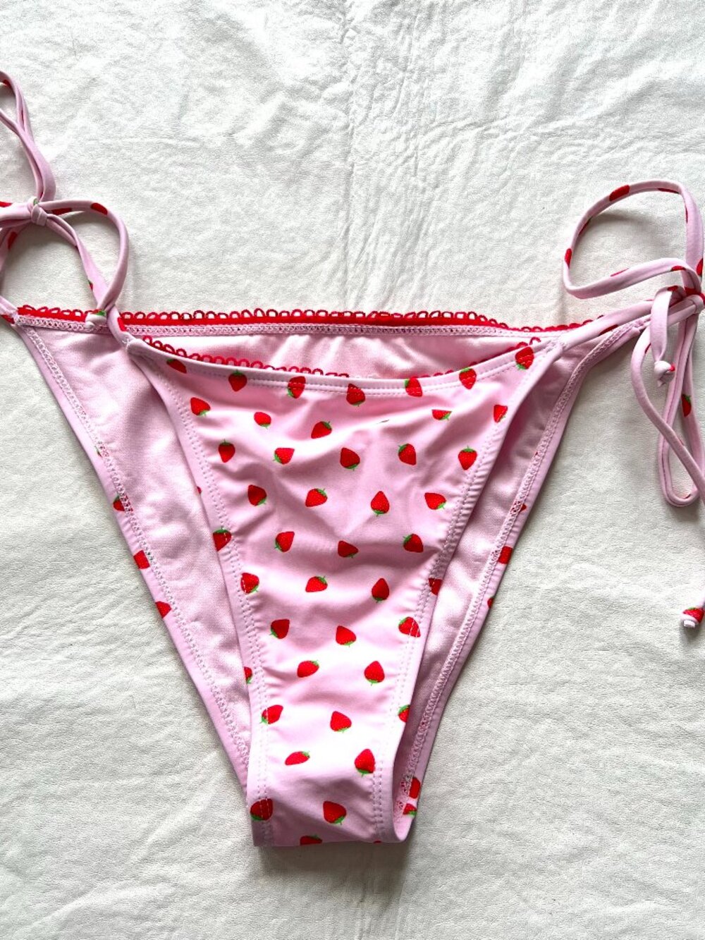 Bikini bottoms large cherry print pink red fruit swim cherries Betty Jade